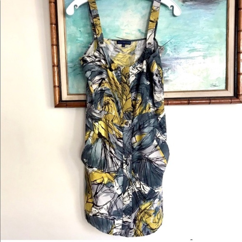 Martin + Osa 100% silk dress abstract floral